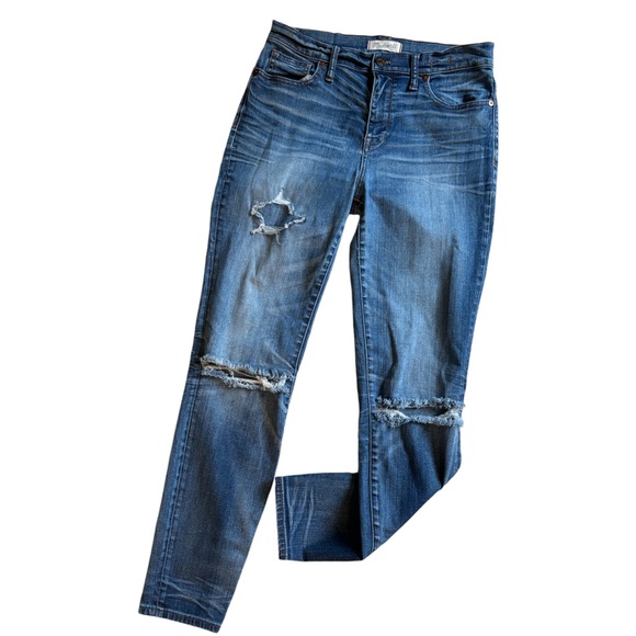 Madewell Women’s 30 “High Riser Skinny” Blue Denim Distressed Jeans - Picture 2 of 13